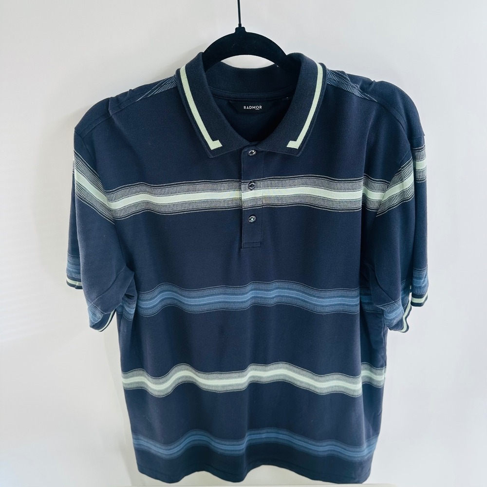 Radmor Polo Shirt Striped Golf Casual Short Sleeve Top Men's Size L